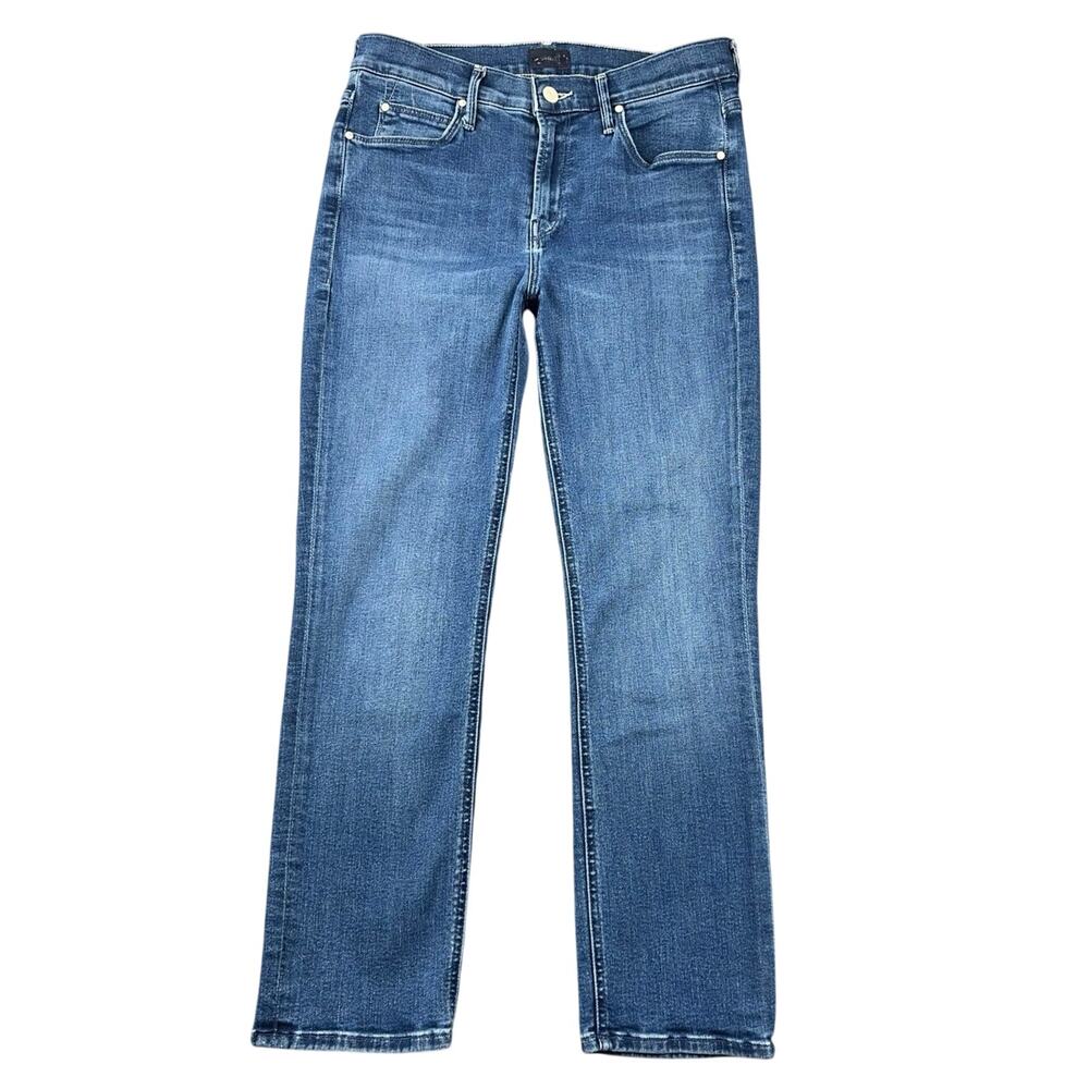 MOTHER Lil Mid Rise Dazzler Ankle Jeans Nothing Between Us Blue Denim - 27